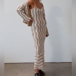 Striped Beige Maxi Dress